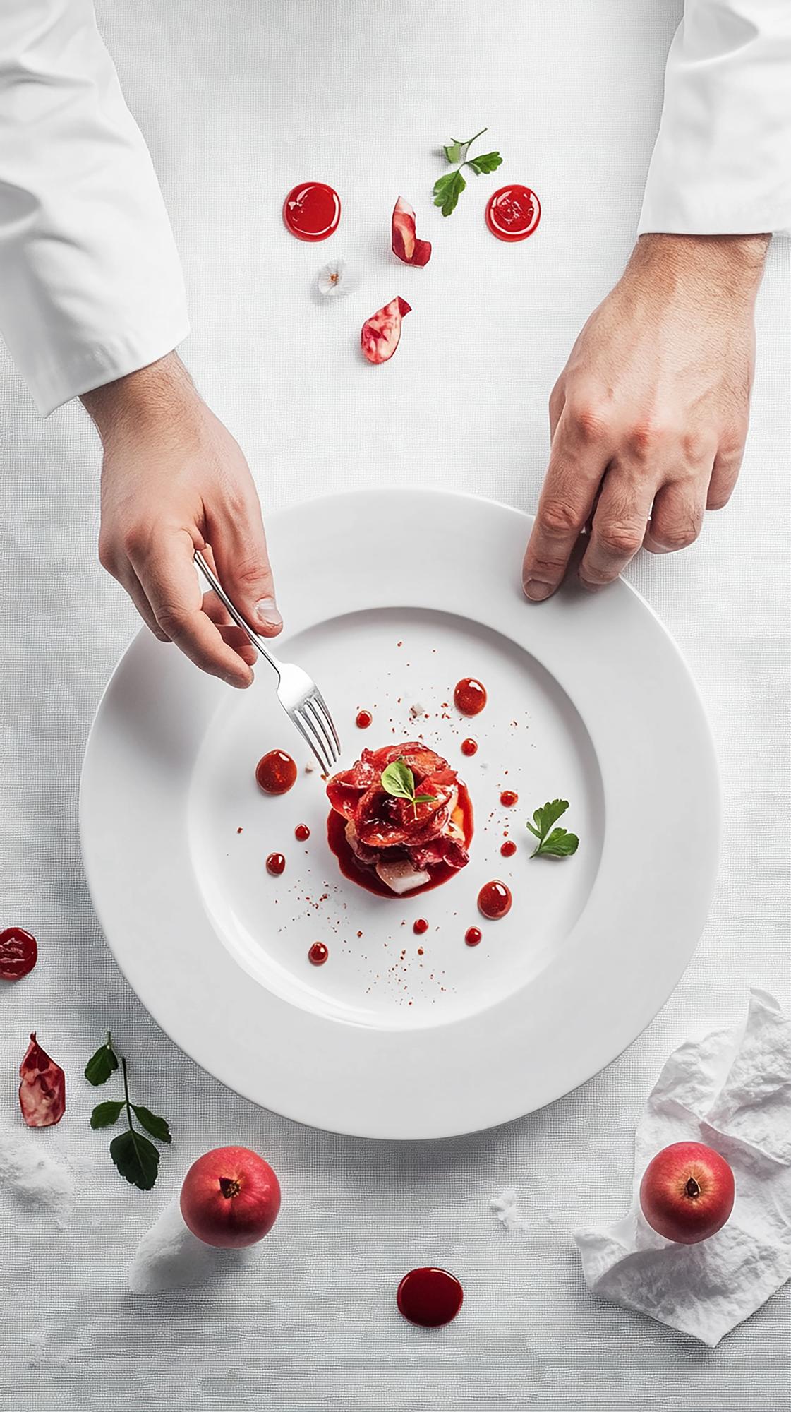 Chef plating a seasonal dish